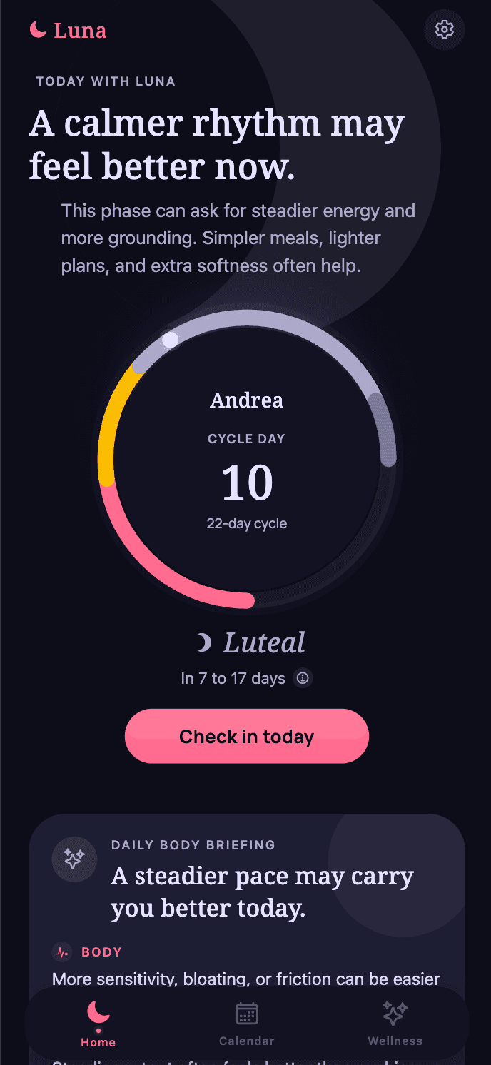 Luna app screenshot on the home screen