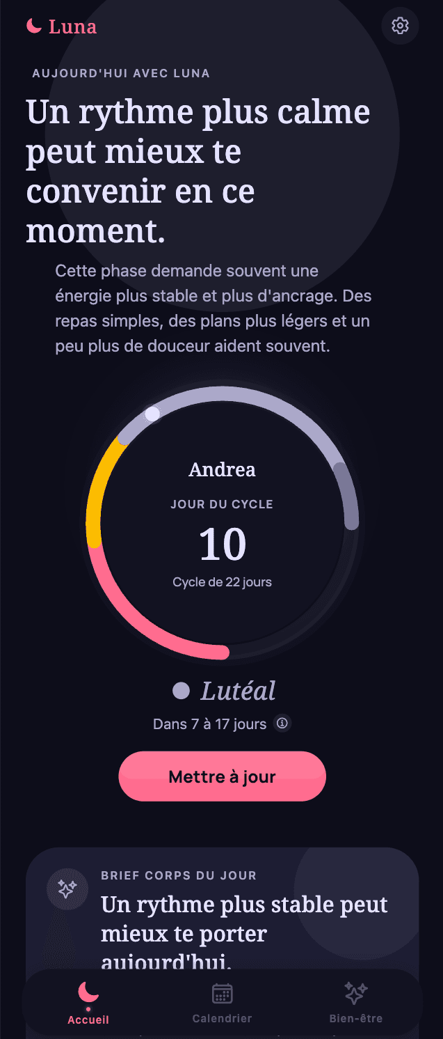 Capture d'ecran de l'application Luna sur l'ecran d'accueil